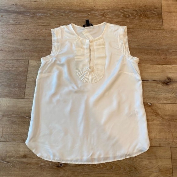 J CREW MARGOT TOP Shirt IN SILK Sz 4 Small Style F4442 Ruffled Ivory NEW Summer - Picture 1 of 3